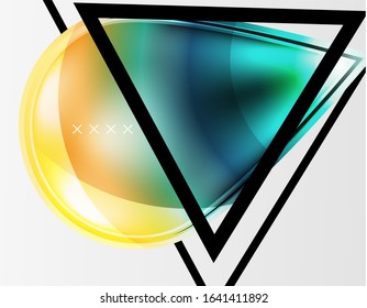 Fondo abstracto - burbujas de vidrio brillante, formas abstractas de esfera, composición dinámica geométrica con espacio de copia. Ilustración Vectorial Para Papel De Fondo De Pantalla, Banner, Fondo, Tarjeta, Ilustración Del Libro
