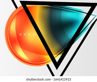 Fondo abstracto - burbujas de vidrio brillante, formas abstractas de esfera, composición dinámica geométrica con espacio de copia. Ilustración Vectorial Para Papel De Fondo De Pantalla, Banner, Fondo, Tarjeta, Ilustración Del Libro