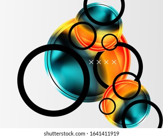 Abstract background - glossy glass bubbles, abstract sphere shapes, geometric dynamic composition with copyspace. Vector Illustration For Wallpaper, Banner, Background, Card, Book Illustration