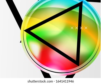 Fondo abstracto - burbujas de vidrio brillante, formas abstractas de esfera, composición dinámica geométrica con espacio de copia. Ilustración Vectorial Para Papel De Fondo De Pantalla, Banner, Fondo, Tarjeta, Ilustración Del Libro