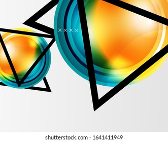 Fondo abstracto - burbujas de vidrio brillante, formas abstractas de esfera, composición dinámica geométrica con espacio de copia. Ilustración Vectorial Para Papel De Fondo De Pantalla, Banner, Fondo, Tarjeta, Ilustración Del Libro