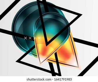 Abstrakter Hintergrund - glänzende Glasblasen, abstrakte Kugel-Formen, geometrische dynamische Komposition mit Kopienraum. Vektorgrafik für Bildschirmhintergründe, Banner, Hintergrund, Karte, Buchillustration