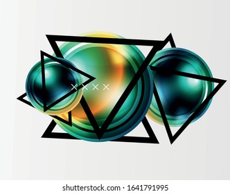Abstract background - glossy glass bubbles, abstract sphere shapes, geometric dynamic composition with copyspace. Vector Illustration For Wallpaper, Banner, Background, Card, Book Illustration