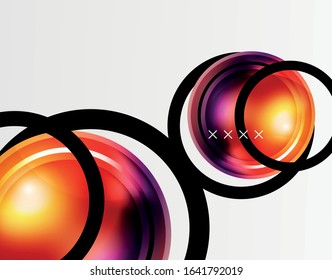Abstract background - glossy glass bubbles, abstract sphere shapes, geometric dynamic composition with copyspace. Vector Illustration For Wallpaper, Banner, Background, Card, Book Illustration