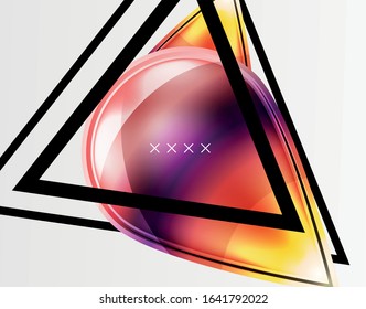 Fondo abstracto - burbujas de vidrio brillante, formas abstractas de esfera, composición dinámica geométrica con espacio de copia. Ilustración Vectorial Para Papel De Fondo De Pantalla, Banner, Fondo, Tarjeta, Ilustración Del Libro