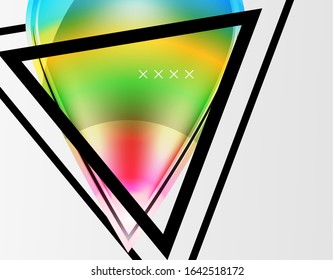 Fondo abstracto - burbujas de vidrio brillante, formas abstractas de esfera, composición dinámica geométrica con espacio de copia. Ilustración Vectorial Para Papel De Fondo De Pantalla, Banner, Fondo, Tarjeta, Ilustración Del Libro