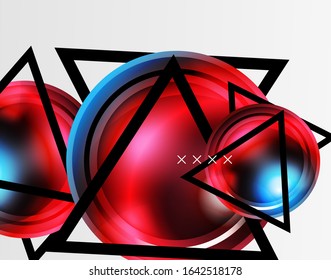 Abstract background - glossy glass bubbles, abstract sphere shapes, geometric dynamic composition with copyspace. Vector Illustration For Wallpaper, Banner, Background, Card, Book Illustration