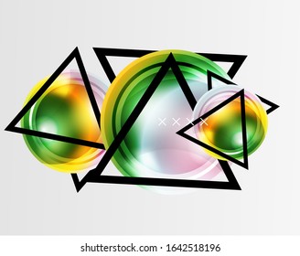 Abstract background - glossy glass bubbles, abstract sphere shapes, geometric dynamic composition with copyspace. Vector Illustration For Wallpaper, Banner, Background, Card, Book Illustration