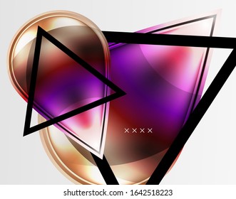Fondo abstracto - burbujas de vidrio brillante, formas abstractas de esfera, composición dinámica geométrica con espacio de copia. Ilustración Vectorial Para Papel De Fondo De Pantalla, Banner, Fondo, Tarjeta, Ilustración Del Libro