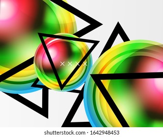 Abstract background - glossy glass bubbles, abstract sphere shapes, geometric dynamic composition with copyspace. Vector Illustration For Wallpaper, Banner, Background, Card, Book Illustration