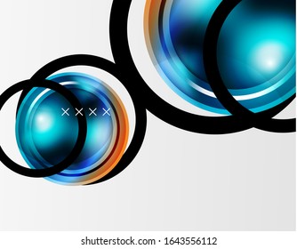 Abstract background - glossy glass bubbles, abstract sphere shapes, geometric dynamic composition with copyspace. Vector Illustration For Wallpaper, Banner, Background, Card, Book Illustration