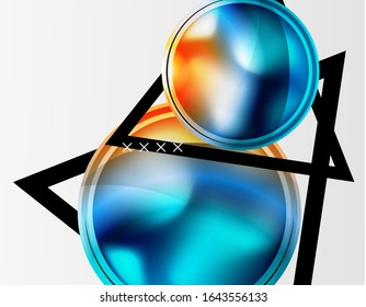 Abstract background - glossy glass bubbles, abstract sphere shapes, geometric dynamic composition with copyspace. Vector Illustration For Wallpaper, Banner, Background, Card, Book Illustration