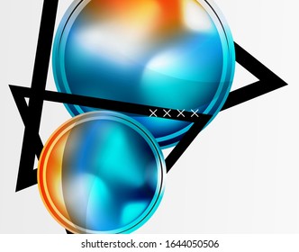 Abstract background - glossy glass bubbles, abstract sphere shapes, geometric dynamic composition with copyspace. Vector Illustration For Wallpaper, Banner, Background, Card, Book Illustration