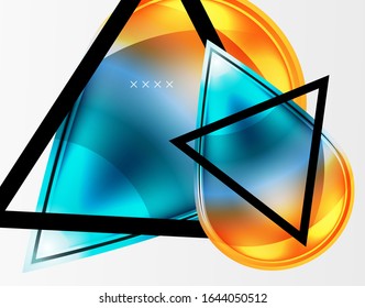 Fondo abstracto - burbujas de vidrio brillante, formas abstractas de esfera, composición dinámica geométrica con espacio de copia. Ilustración De Vector Para Papel De Fondo De Pantalla, Banner, Fondo, Tarjeta E Ilustración De Libros