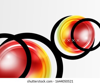 Abstract background - glossy glass bubbles, abstract sphere shapes, geometric dynamic composition with copyspace. Vector Illustration For Wallpaper, Banner, Background, Card, Book Illustration