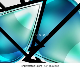 Fondo abstracto - burbujas de vidrio brillante, formas abstractas de esfera, composición dinámica geométrica con espacio de copia. Ilustración De Vector Para Papel De Fondo De Pantalla, Banner, Fondo, Tarjeta E Ilustración De Libros