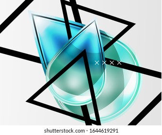 Abstract background - glossy glass bubbles, abstract sphere shapes, geometric dynamic composition with copyspace. Vector Illustration For Wallpaper, Banner, Background, Card, Book Illustration
