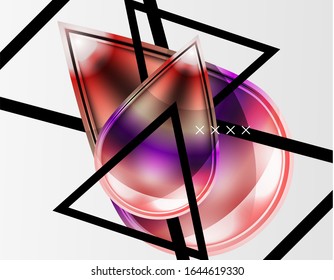 Abstract background - glossy glass bubbles, abstract sphere shapes, geometric dynamic composition with copyspace. Vector Illustration For Wallpaper, Banner, Background, Card, Book Illustration