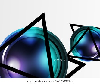 Abstract background - glossy glass bubbles, abstract sphere shapes, geometric dynamic composition with copyspace. Vector Illustration For Wallpaper, Banner, Background, Card, Book Illustration