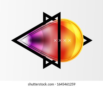 Fondo abstracto - burbujas de vidrio brillante, formas abstractas de esfera, composición dinámica geométrica con espacio de copia. Ilustración De Vector Para Papel De Fondo De Pantalla, Banner, Fondo, Tarjeta E Ilustración De Libros