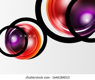 Abstract background - glossy glass bubbles, abstract sphere shapes, geometric dynamic composition with copyspace. Vector Illustration For Wallpaper, Banner, Background, Card, Book Illustration