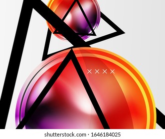 Abstract background - glossy glass bubbles, abstract sphere shapes, geometric dynamic composition with copyspace. Vector Illustration For Wallpaper, Banner, Background, Card, Book Illustration