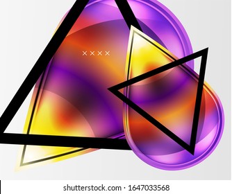Fondo abstracto - burbujas de vidrio brillante, formas abstractas de esfera, composición dinámica geométrica con espacio de copia. Ilustración De Vector Para Papel De Fondo De Pantalla, Banner, Fondo, Tarjeta E Ilustración De Libros