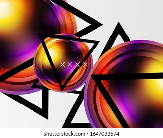 Abstract background - glossy glass bubbles, abstract sphere shapes, geometric dynamic composition with copyspace. Vector Illustration For Wallpaper, Banner, Background, Card, Book Illustration