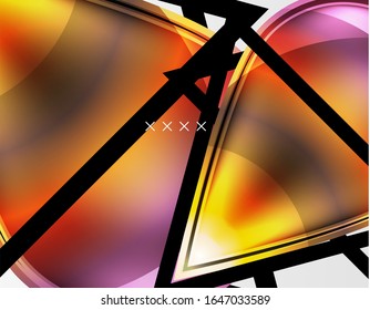 Fondo abstracto - burbujas de vidrio brillante, formas abstractas de esfera, composición dinámica geométrica con espacio de copia. Ilustración De Vector Para Papel De Fondo De Pantalla, Banner, Fondo, Tarjeta E Ilustración De Libros