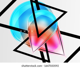 Abstrakter Hintergrund - glänzende Glasblasen, abstrakte Kugel-Formen, geometrische dynamische Komposition mit Kopienraum. Vektorillustration-Illustration für Bildschirmhintergrund, Banner, Hintergrund, Karte, Buchillustration