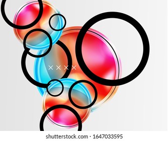 Abstract background - glossy glass bubbles, abstract sphere shapes, geometric dynamic composition with copyspace. Vector Illustration For Wallpaper, Banner, Background, Card, Book Illustration