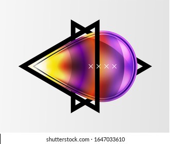 Fondo abstracto - burbujas de vidrio brillante, formas abstractas de esfera, composición dinámica geométrica con espacio de copia. Ilustración De Vector Para Papel De Fondo De Pantalla, Banner, Fondo, Tarjeta E Ilustración De Libros