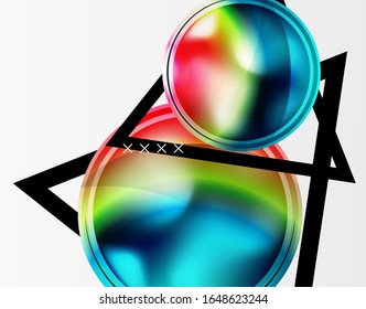 Abstract background - glossy glass bubbles, abstract sphere shapes, geometric dynamic composition with copyspace. Vector Illustration For Wallpaper, Banner, Background, Card, Book Illustration