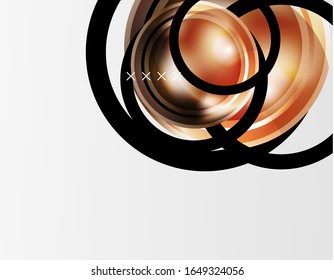 Fondo abstracto - burbujas de vidrio brillante, formas abstractas de esfera, composición dinámica geométrica con espacio de copia. Ilustración De Vector Para Papel De Fondo De Pantalla, Banner, Fondo, Tarjeta E Ilustración De Libros