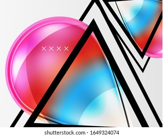Fondo abstracto - burbujas de vidrio brillante, formas abstractas de esfera, composición dinámica geométrica con espacio de copia. Ilustración De Vector Para Papel De Fondo De Pantalla, Banner, Fondo, Tarjeta E Ilustración De Libros