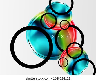 Abstract background - glossy glass bubbles, abstract sphere shapes, geometric dynamic composition with copyspace. Vector Illustration For Wallpaper, Banner, Background, Card, Book Illustration