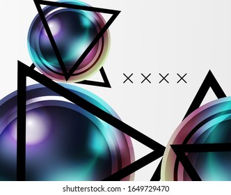 Abstract background - glossy glass bubbles, abstract sphere shapes, geometric dynamic composition with copyspace. Vector Illustration For Wallpaper, Banner, Background, Card, Book Illustration