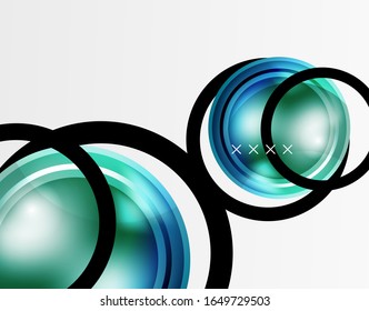 Abstract background - glossy glass bubbles, abstract sphere shapes, geometric dynamic composition with copyspace. Vector Illustration For Wallpaper, Banner, Background, Card, Book Illustration