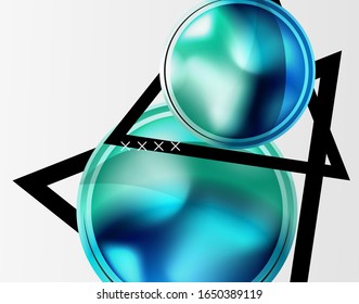 Abstract background - glossy glass bubbles, abstract sphere shapes, geometric dynamic composition with copyspace. Vector Illustration For Wallpaper, Banner, Background, Card, Book Illustration