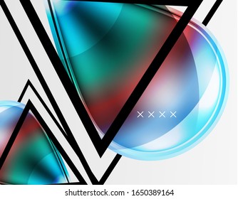 Fondo abstracto - burbujas de vidrio brillante, formas abstractas de esfera, composición dinámica geométrica con espacio de copia. Ilustración De Vector Para Papel De Fondo De Pantalla, Banner, Fondo, Tarjeta E Ilustración De Libros