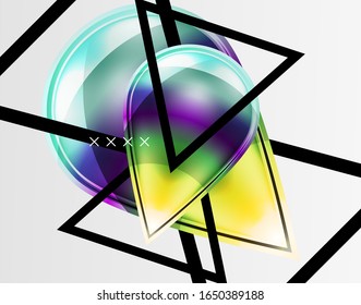 Abstract background - glossy glass bubbles, abstract sphere shapes, geometric dynamic composition with copyspace. Vector Illustration For Wallpaper, Banner, Background, Card, Book Illustration