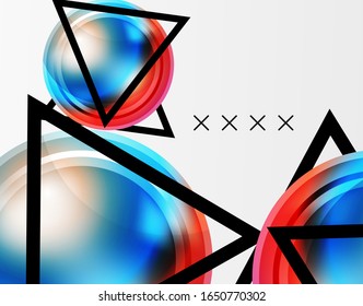 Abstract background - glossy glass bubbles, abstract sphere shapes, geometric dynamic composition with copyspace. Vector Illustration For Wallpaper, Banner, Background, Card, Book Illustration