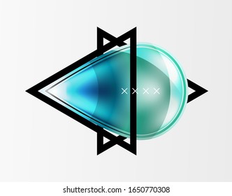 Fondo abstracto - burbujas de vidrio brillante, formas abstractas de esfera, composición dinámica geométrica con espacio de copia. Ilustración De Vector Para Papel De Fondo De Pantalla, Banner, Fondo, Tarjeta E Ilustración De Libros