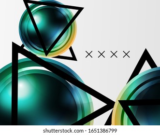 Abstract background - glossy glass bubbles, abstract sphere shapes, geometric dynamic composition with copyspace. Vector Illustration For Wallpaper, Banner, Background, Card, Book Illustration