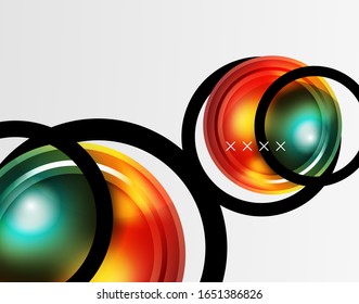 Abstract background - glossy glass bubbles, abstract sphere shapes, geometric dynamic composition with copyspace. Vector Illustration For Wallpaper, Banner, Background, Card, Book Illustration