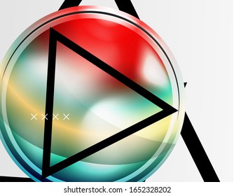 Fondo abstracto - burbujas de vidrio brillante, formas abstractas de esfera, composición dinámica geométrica con espacio de copia. Ilustración De Vector Para Papel De Fondo De Pantalla, Banner, Fondo, Tarjeta E Ilustración De Libros