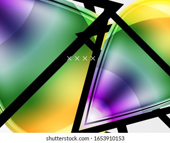 Fondo abstracto - burbujas de vidrio brillante, formas abstractas de esfera, composición dinámica geométrica con espacio de copia. Ilustración De Vector Para Papel De Fondo De Pantalla, Banner, Fondo, Tarjeta E Ilustración De Libros