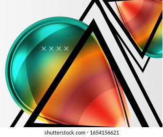 Fondo abstracto - burbujas de vidrio brillante, formas abstractas de esfera, composición dinámica geométrica con espacio de copia. Ilustración De Vector Para Papel De Fondo De Pantalla, Banner, Fondo, Tarjeta E Ilustración De Libros
