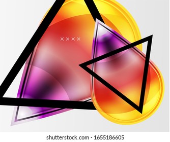 Fondo abstracto - burbujas de vidrio brillante, formas abstractas de esfera, composición dinámica geométrica con espacio de copia. Ilustración De Vector Para Papel De Fondo De Pantalla, Banner, Fondo, Tarjeta E Ilustración De Libros