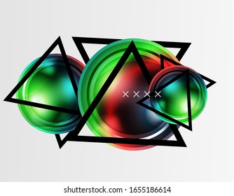 Abstract background - glossy glass bubbles, abstract sphere shapes, geometric dynamic composition with copyspace. Vector Illustration For Wallpaper, Banner, Background, Card, Book Illustration